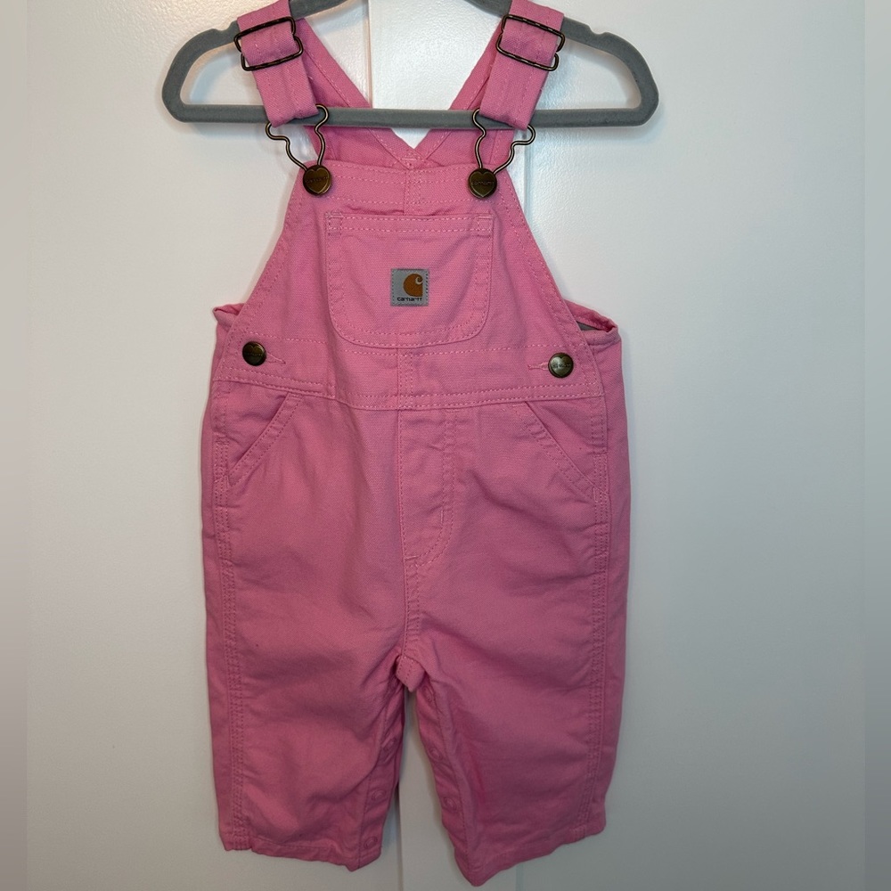 Carhartt Baby Girl Pink Denim Overalls Size 6 Months